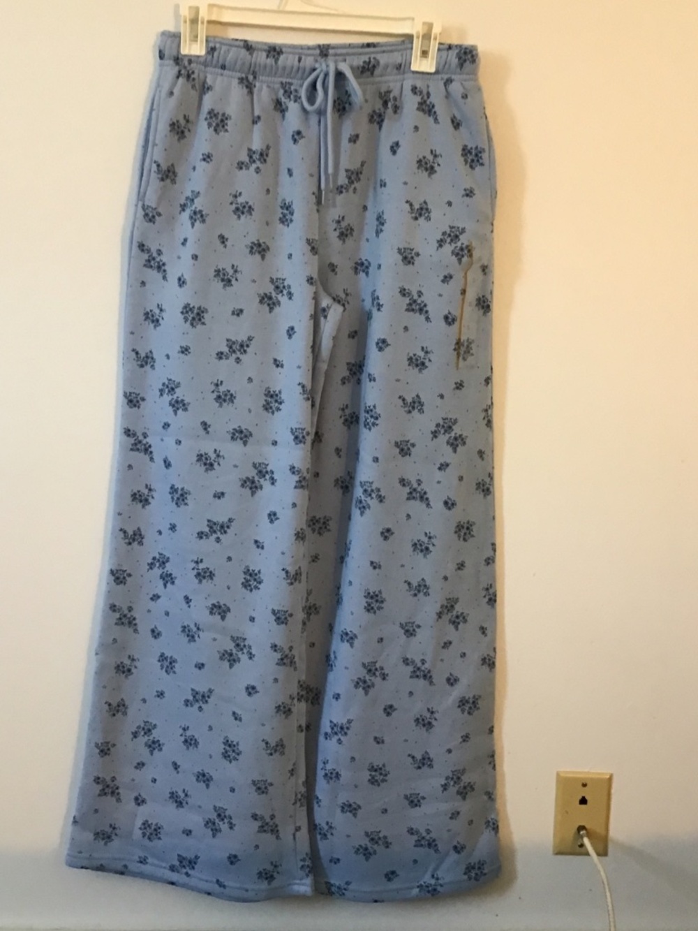 Mighty Fine Womens Floral Fleece Drawstring Lounge Sweatpants Size Small
